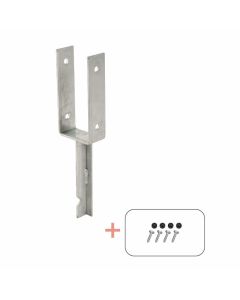 Plus U-Stolpefod m/skruer til nedstøbning 9,1x5x40cm Varmgalv. Til 9x9 cm stolper