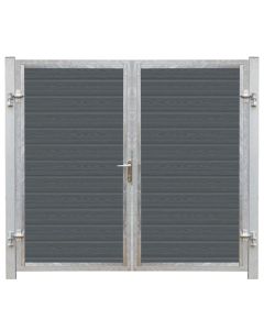 Plus Artura Komposit Dobbeltlåge 213×175 cm m/stolper til nedstøbning - Skifergrå