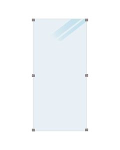 Plus Hærdet Glashegn - 90×180 cm - frosted - m/galv. beslag
