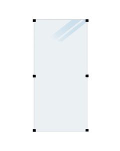 Plus Hærdet Glashegn - 90×180 cm - frosted - m/sort beslag