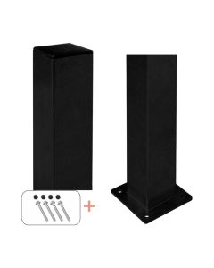 Plus Stålstolpe m/fod 8×8×128 cm - sort