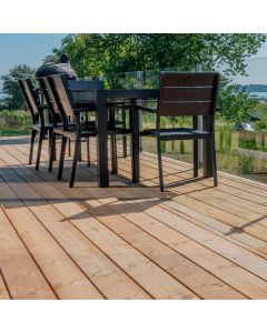 28x145 mm Brunimprægnerede Terrassebrædder glat/rillet 420 cm